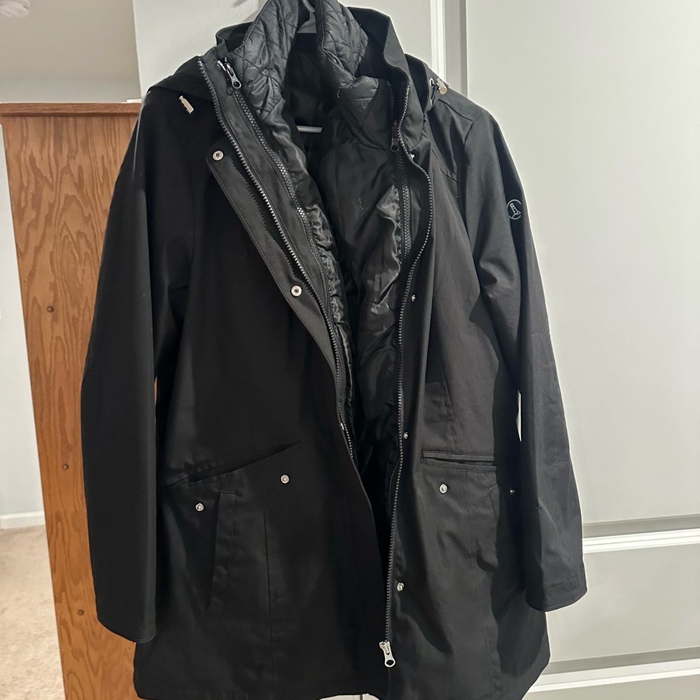 Lands' End Black Jacket with Hood